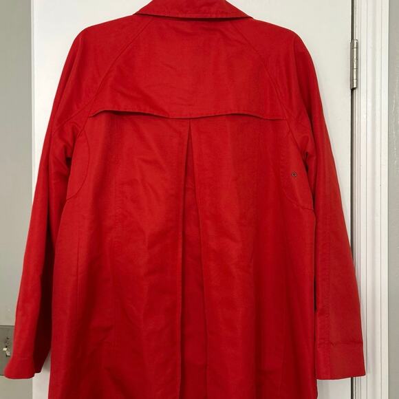 Dennis Basso Red Water Resistant Medium Length Rain Coat Size Small - Picture 8 of 13